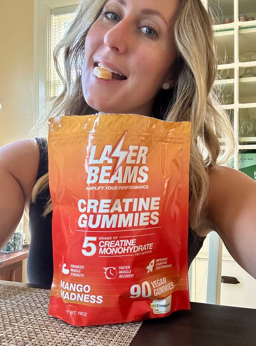 woman eating creatine monohydrate gummy