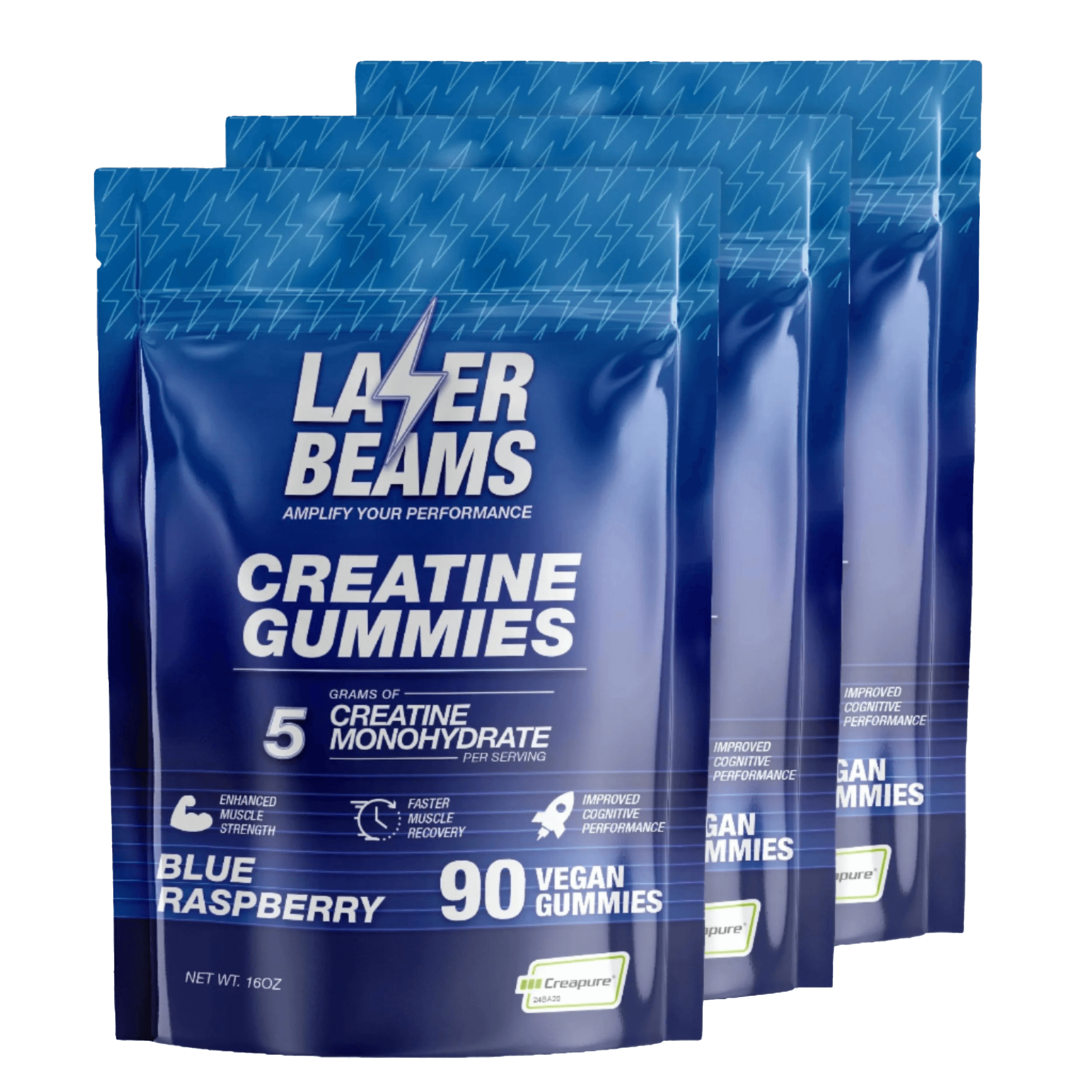 Laser Beams Gummies 3 Month Supply Blue Raspberry Creatine Gummies