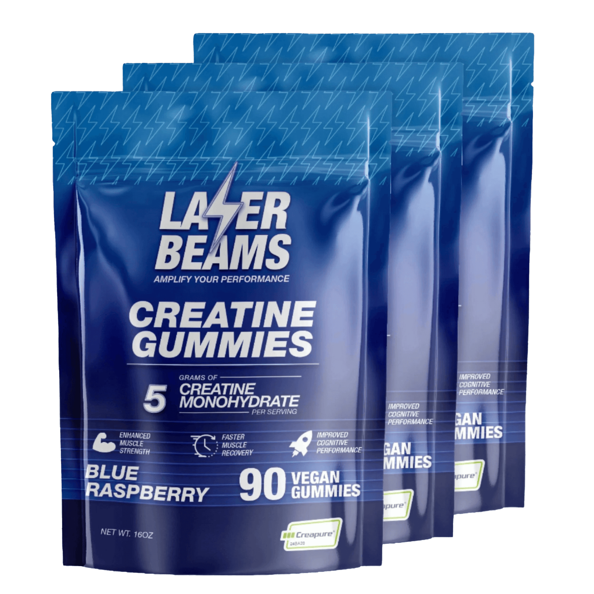 Laser Beams Gummies 1 Month Supply Blue Raspberry Creatine Gummies