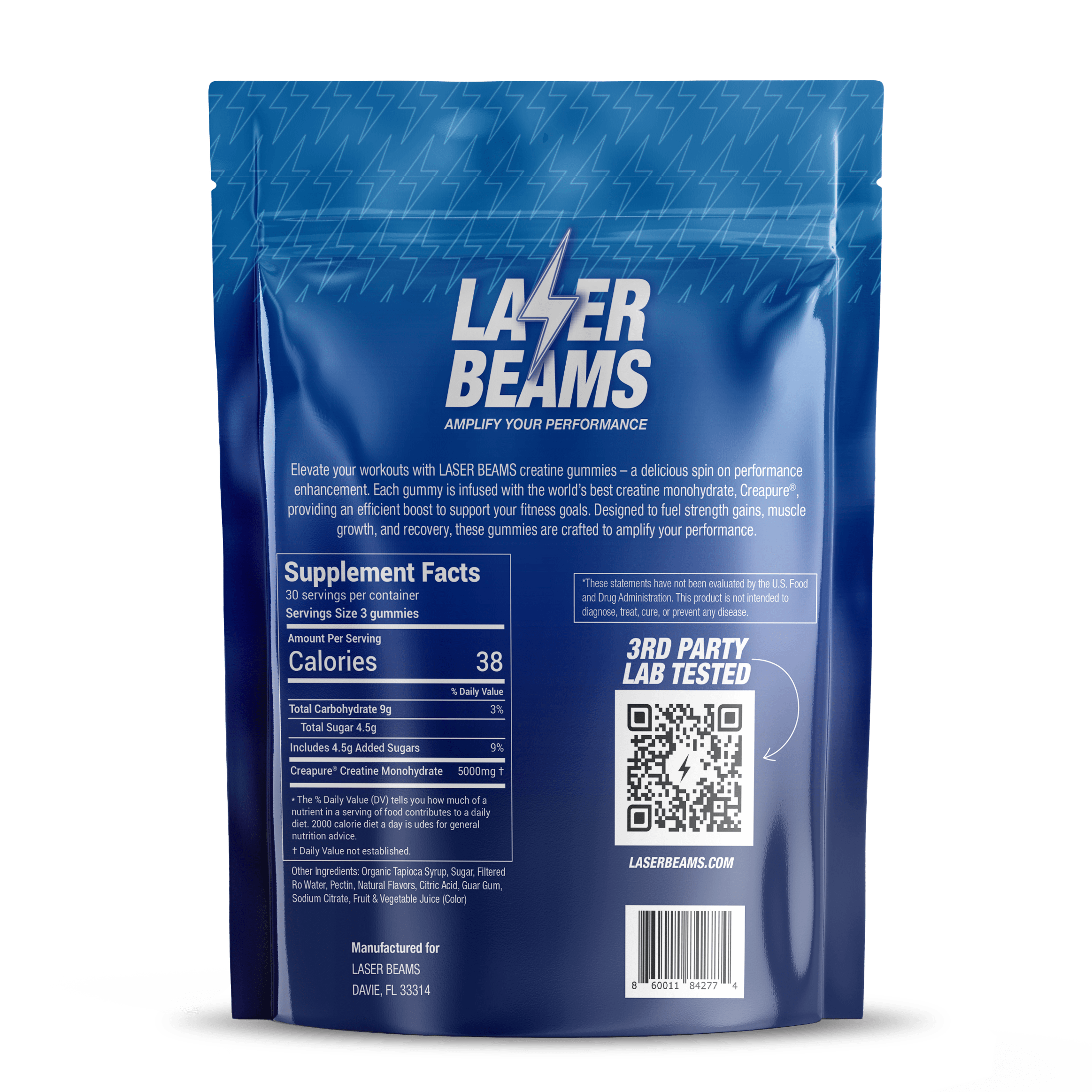 Laser Beams Gummies Blue Raspberry Creatine Gummies