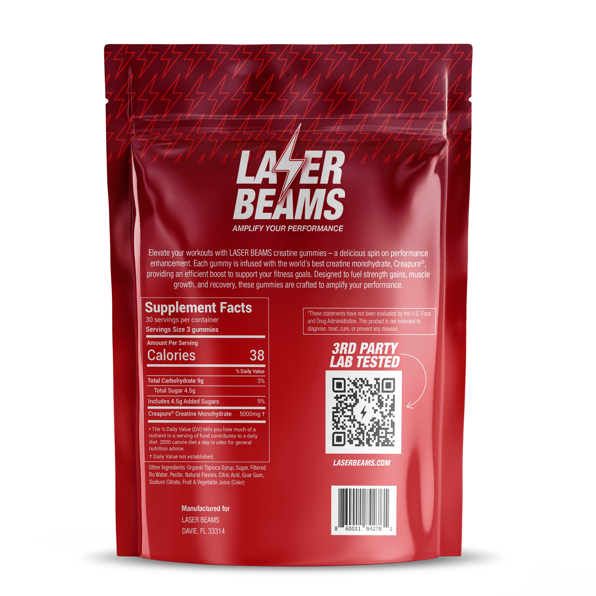 Laser Beams Gummies Cosmic Cherry Creatine Monohydrate Gummies
